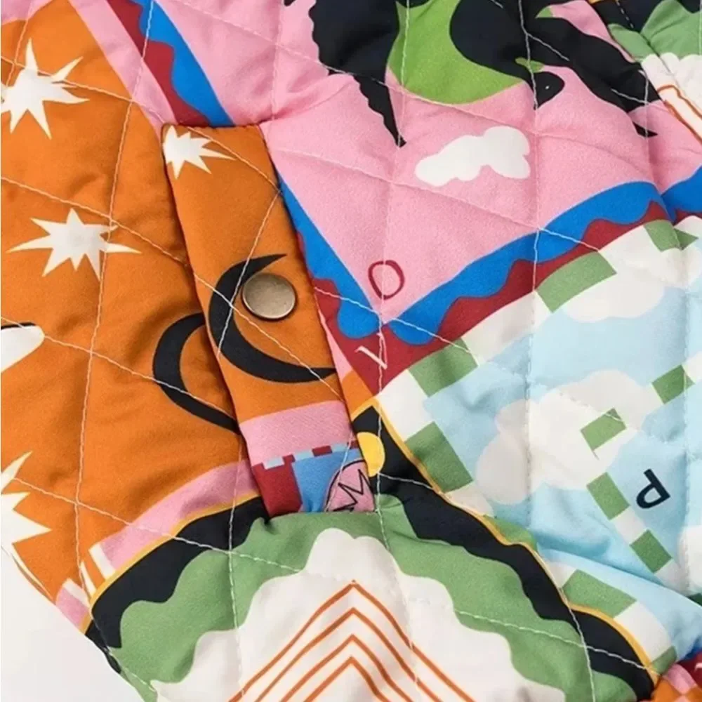 Bohemian Printed Y2K Quilted Patchwork  Puffer Jacket M - Picture 3 of 8